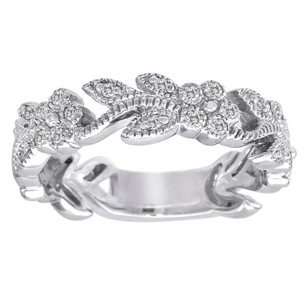 RING 1/4+ Carat Diamond 14K Gold Scrolling Floral Fashion Ring #15