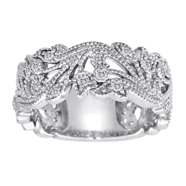 RING 3/8 Carat Diamond 14K Gold Scrolling Floral Fashion Ring #5