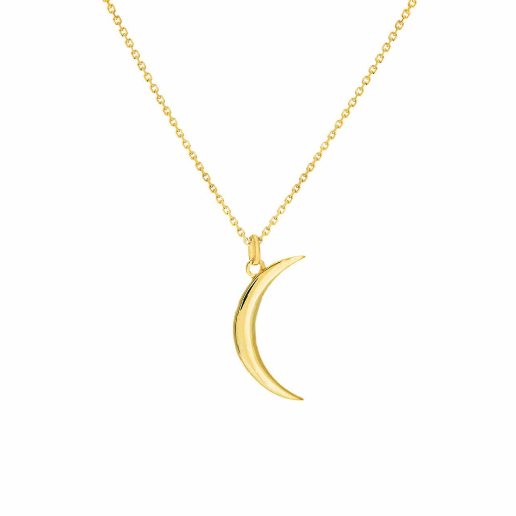 Necklace 14K YELLOW GOLD Crescent Moon Pendant Necklace