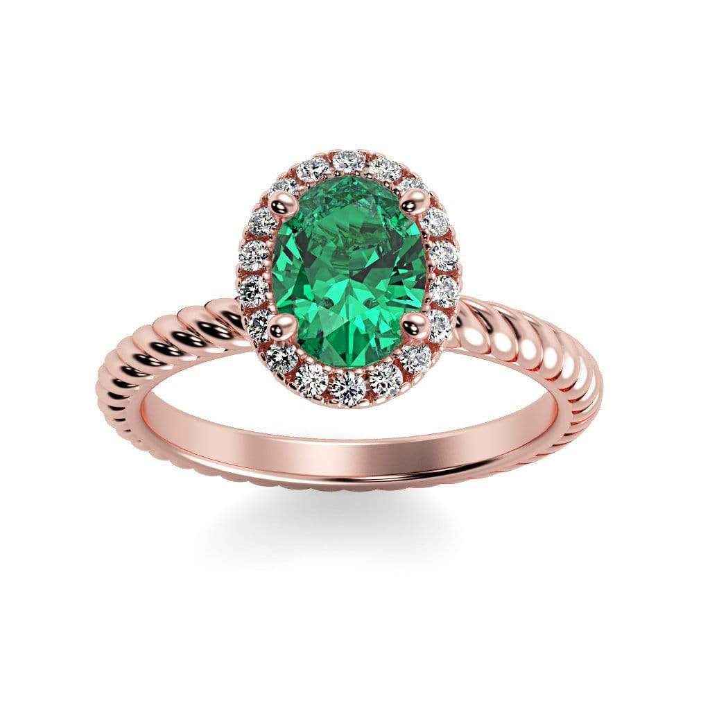 Diana Oval Chatham Emerald Halo Diamond Ring
