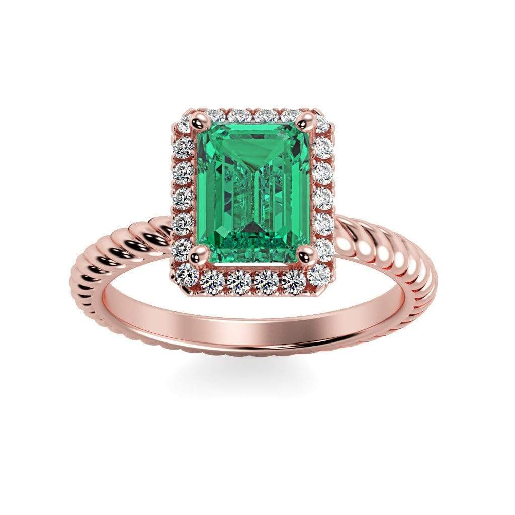 Lily Emerald Chatham Emerald Halo Diamond Ring