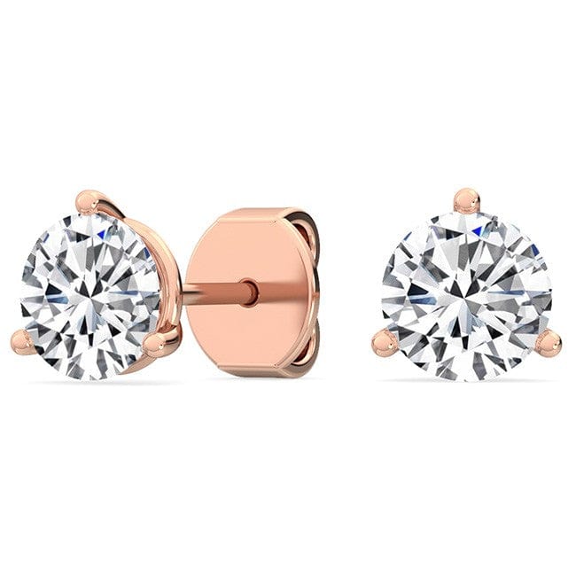 Earrings 14K Rose Gold Three-Prong Martini Round Lab Created Diamond Stud Earrings (1.00 ct. tw.)