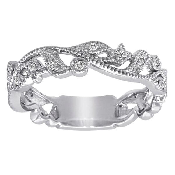 RING 1/10 Carat Diamond 14K Gold Scrolling Floral Fashion Ring #3
