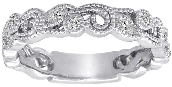 RING 1/3 Carat Diamond 14K Gold Scrolling Floral Fashion Ring #1
