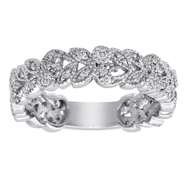 RING 1/3+ Carat Diamond 14K Gold Scrolling Floral Fashion Ring #14