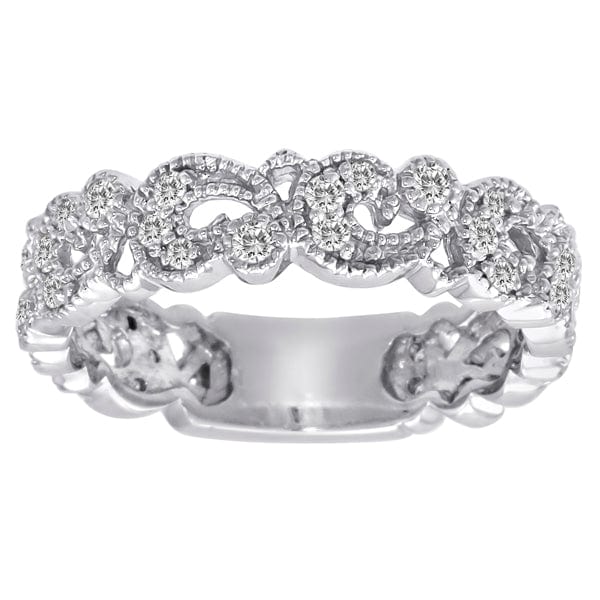 RING 1/3 Carat Diamond 14K Gold Scrolling Floral Fashion Ring #7