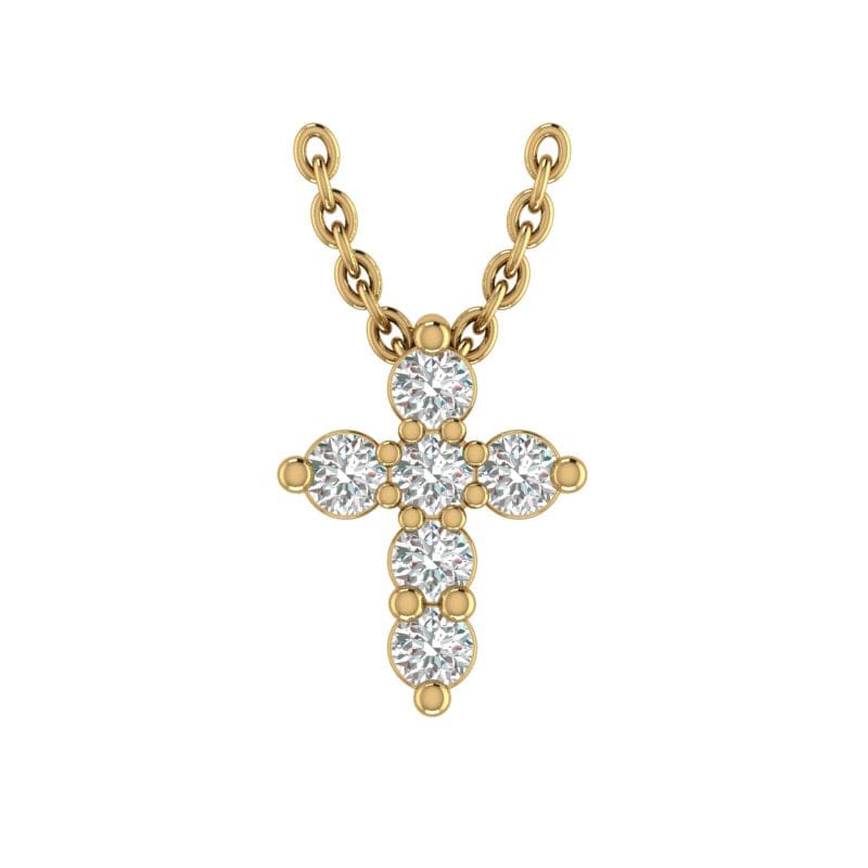 Earrings 14K Yellow Gold 1/3 Carat Tiny Diamond Cross (.33 ct. tdw.)