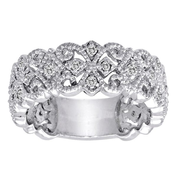 RING 1/4 Carat Diamond 14K Gold Scrolling Floral Fashion Ring #9