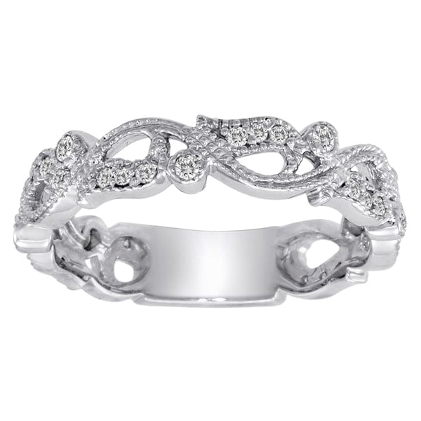RING 1/5 Carat Diamond 14K Gold Scrolling Floral Fashion Ring #11