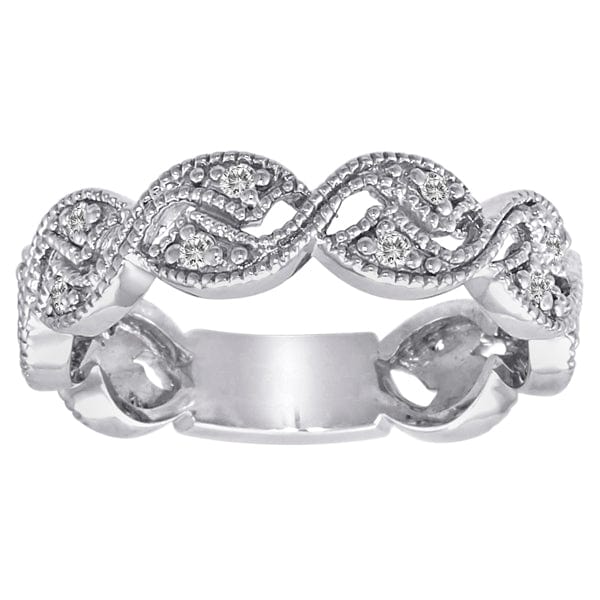 RING 1/7 Carat Diamond 14K Gold Scrolling Floral Fashion Ring #13