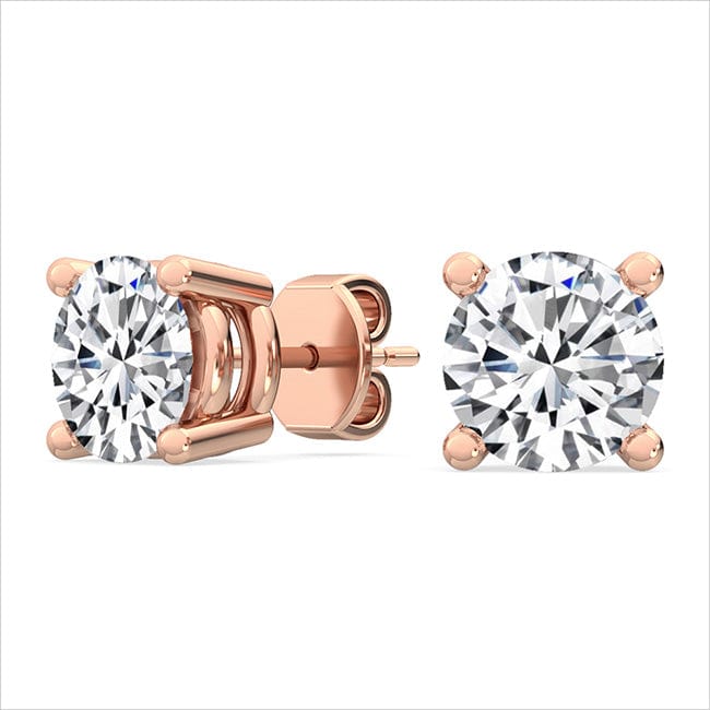 Earrings Rose 14K Gold 1.50 Carat T.D.W Lab-Grown Diamond Stud Earrings VS Clarity F Color