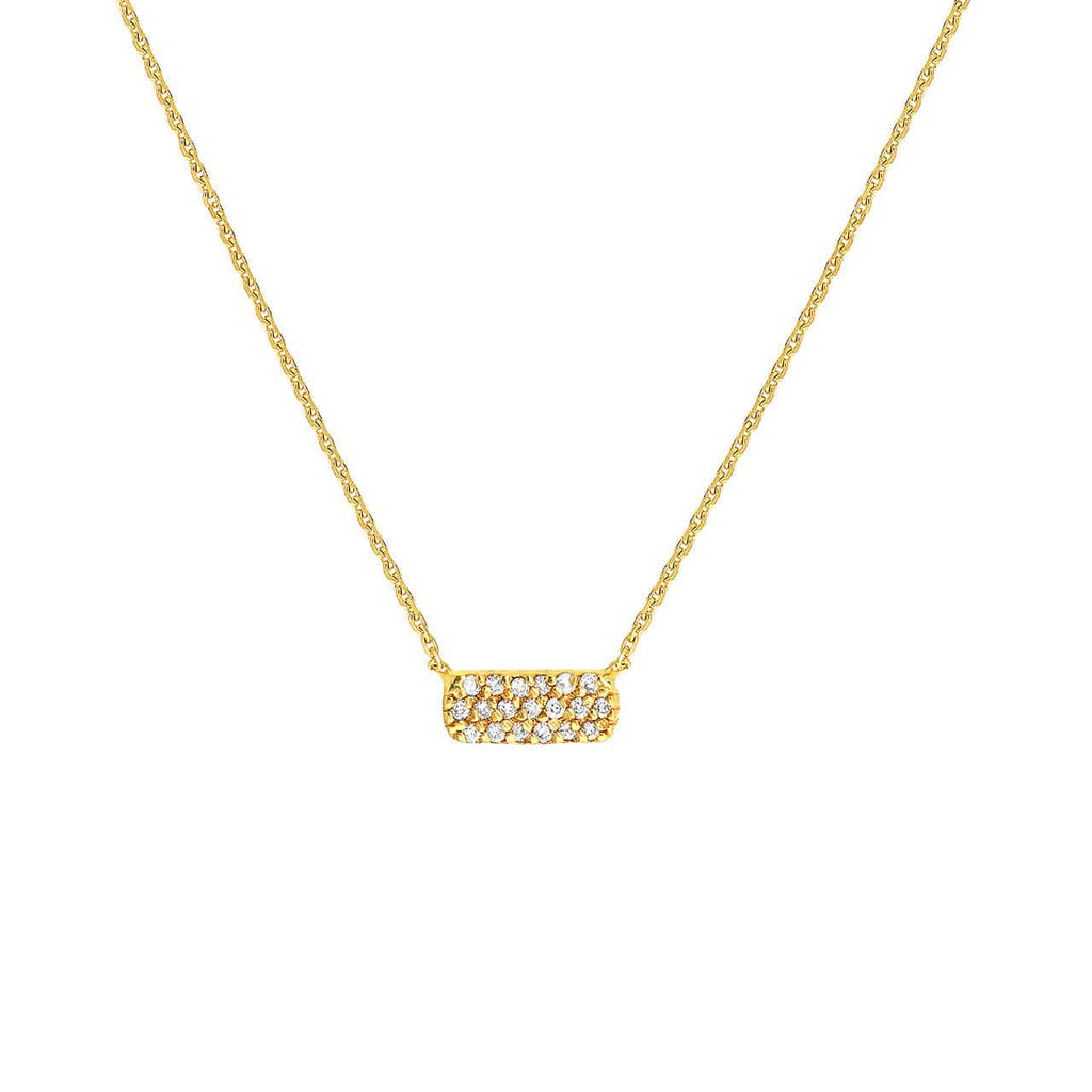 Adjustable 14K Pave Diamond Mini E2W Dog Tag Necklace