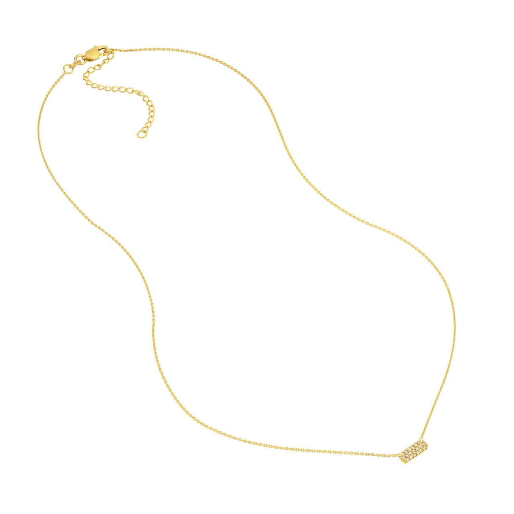 Adjustable 14K Pave Diamond Mini E2W Dog Tag Necklace
