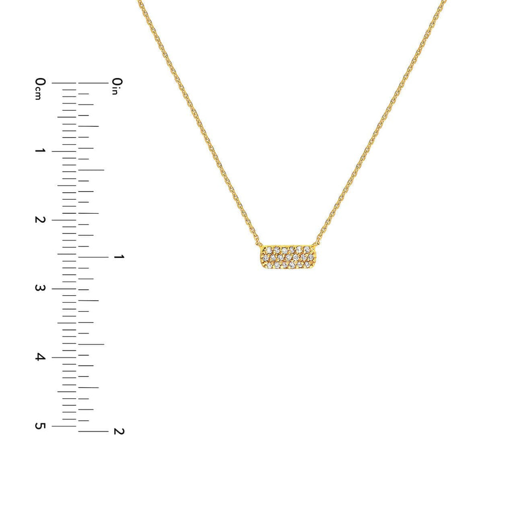 Adjustable 14K Pave Diamond Mini E2W Dog Tag Necklace