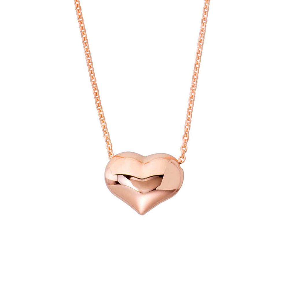 Necklace 14K ROSE GOLD 14K Puffy Heart Adjustable Necklace