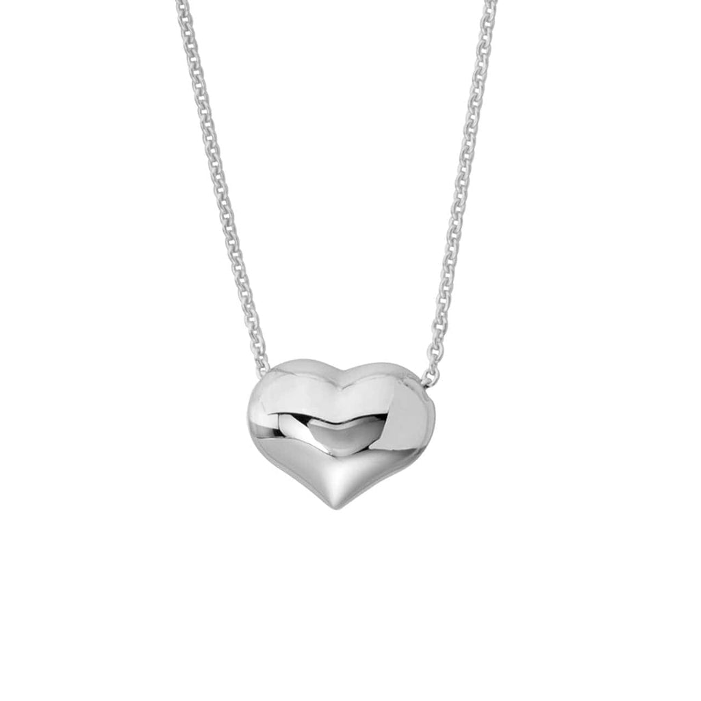 Necklace 14K WHITE GOLD 14K Puffy Heart Adjustable Necklace