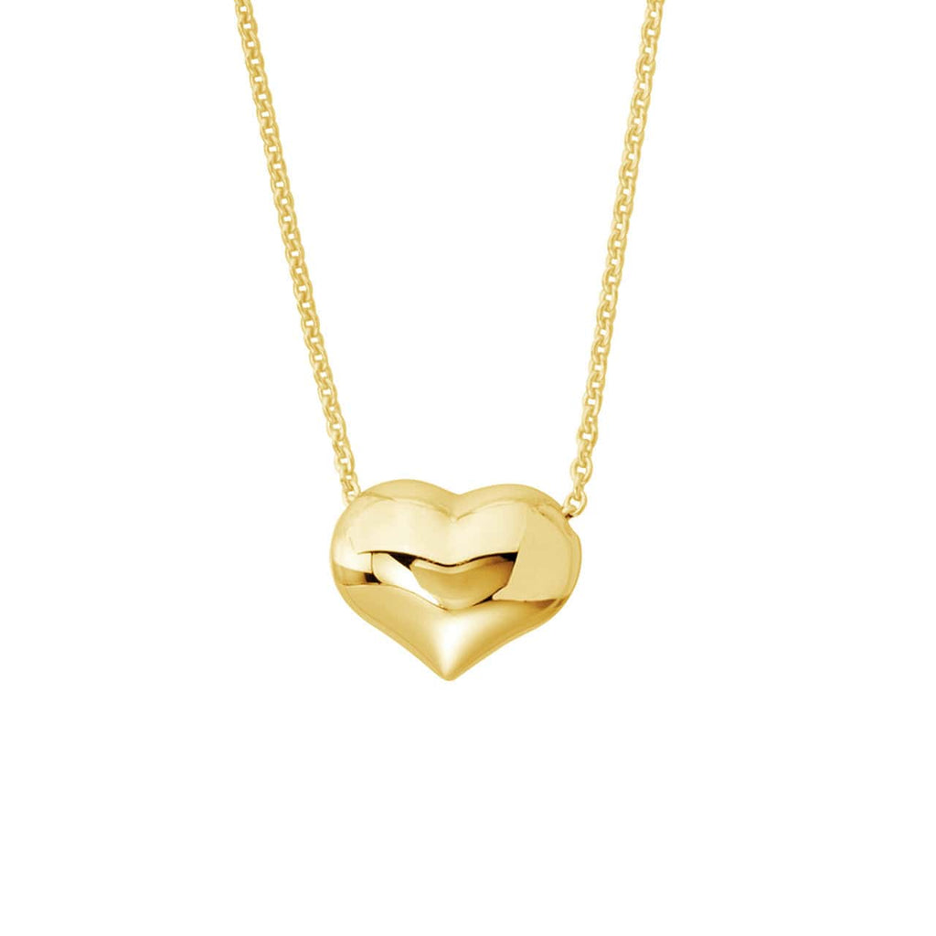 Necklace 14K YELLOW GOLD 14K Puffy Heart Adjustable Necklace