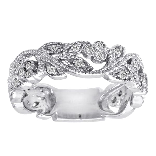 RING 3/8 Carat Diamond 14K Gold Scrolling Floral Fashion Ring #8