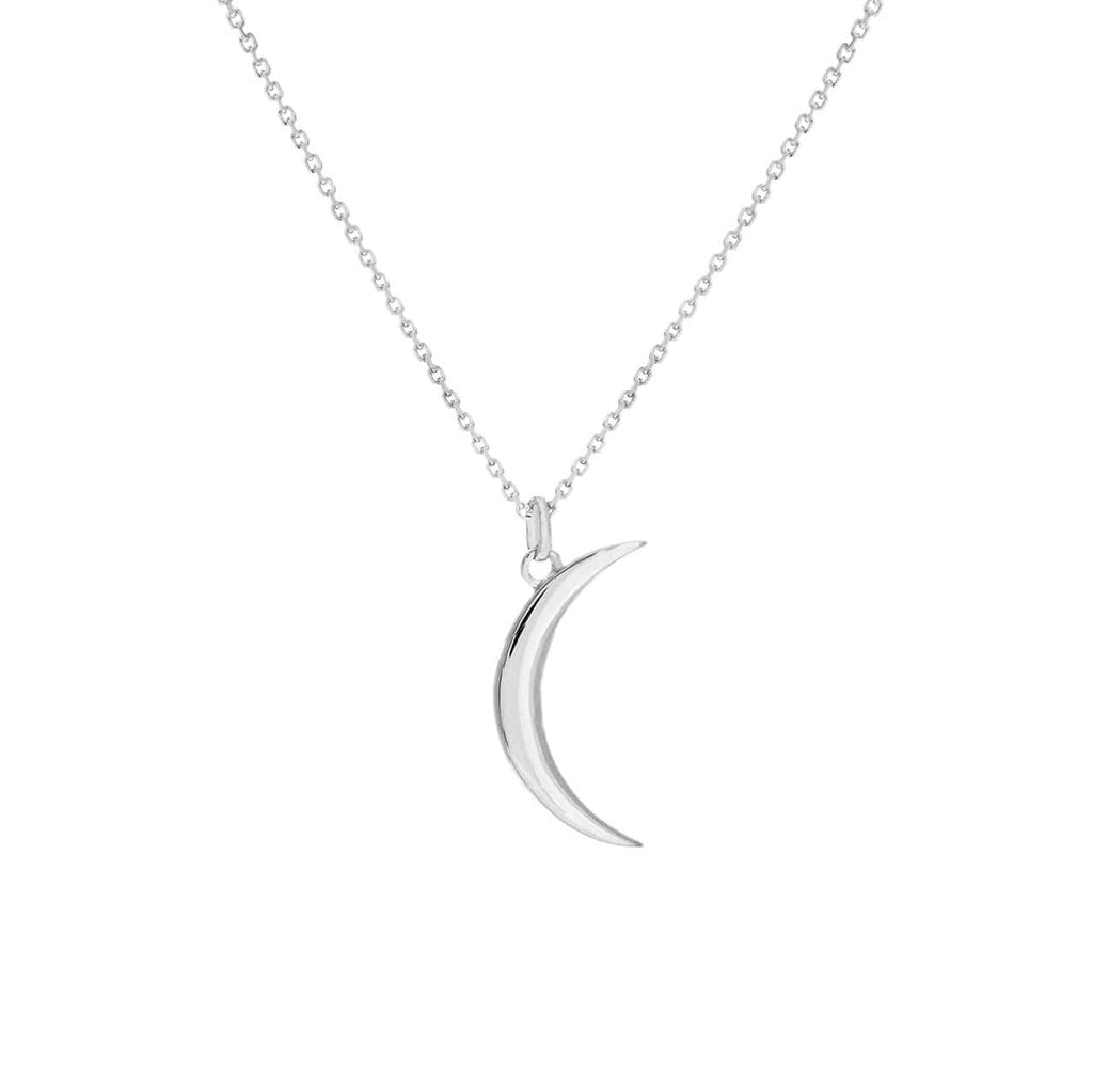 Necklace 14K WHITE GOLD Crescent Moon Pendant Necklace