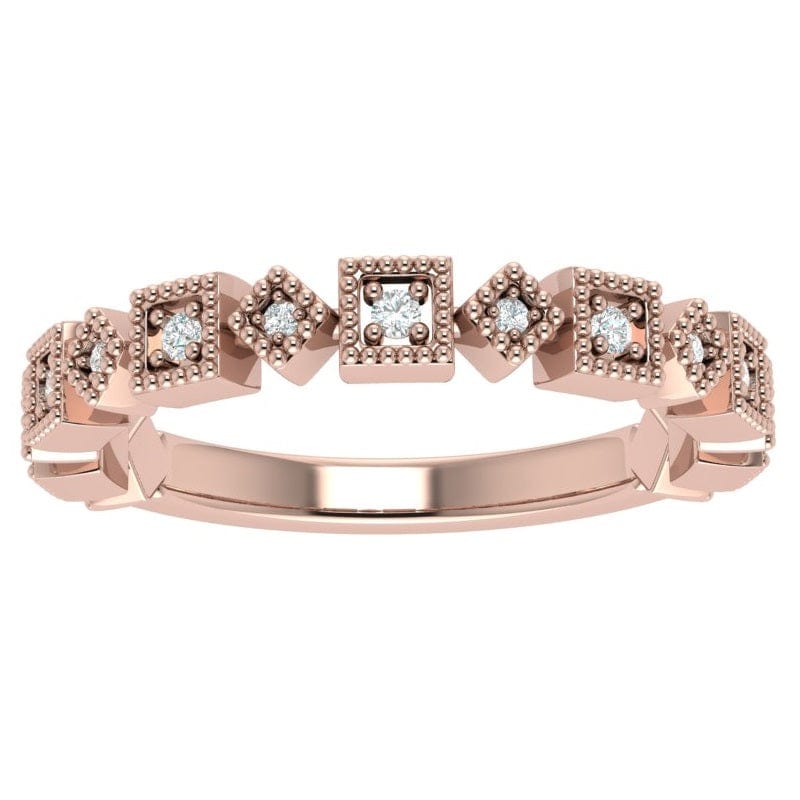 RINGS 14K ROSE / VS Clarity / FG Color Gracie .11 Carat Diamond Stackable Band