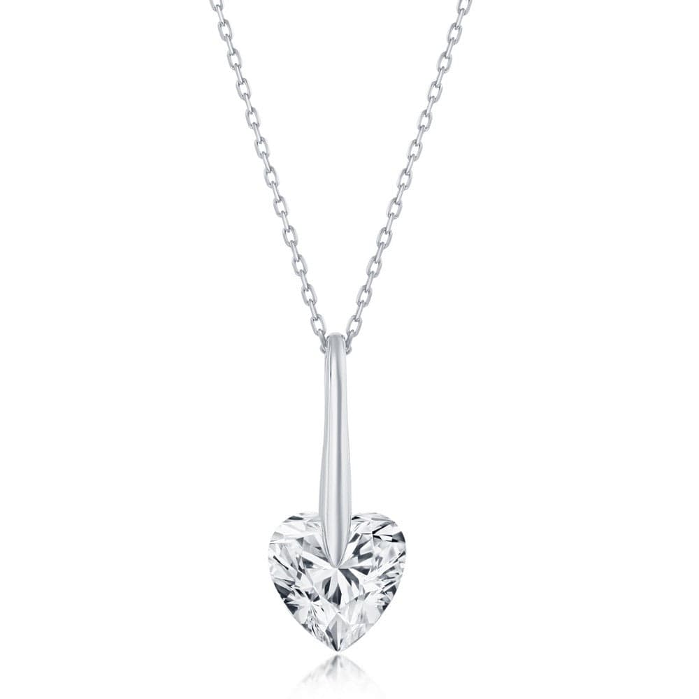 Necklaces Sterling Silver 10mm Heart CZ Necklace