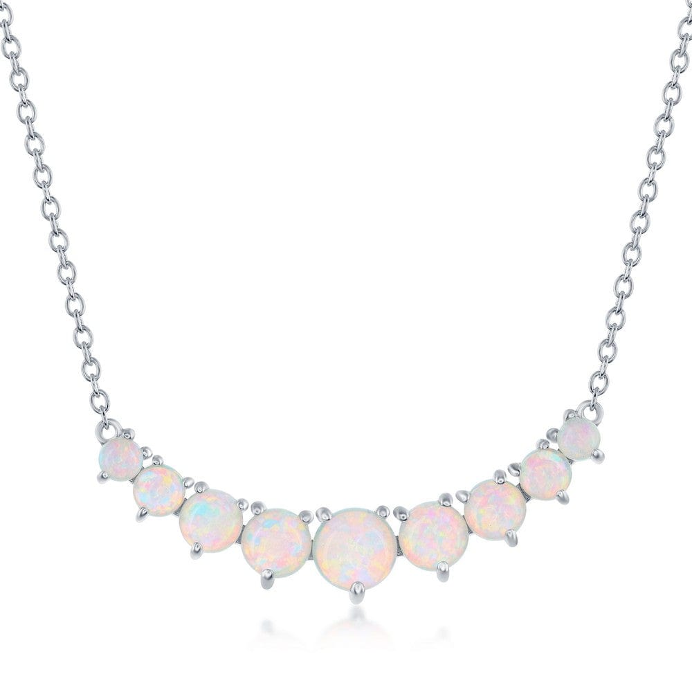 Necklaces Sterling Silver Graduating White Opal Necklace