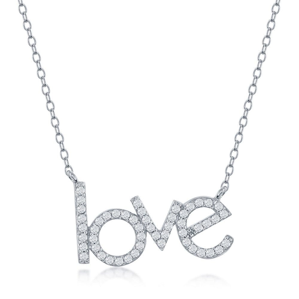 Necklaces Sterling Silver LOVE CZ Necklace