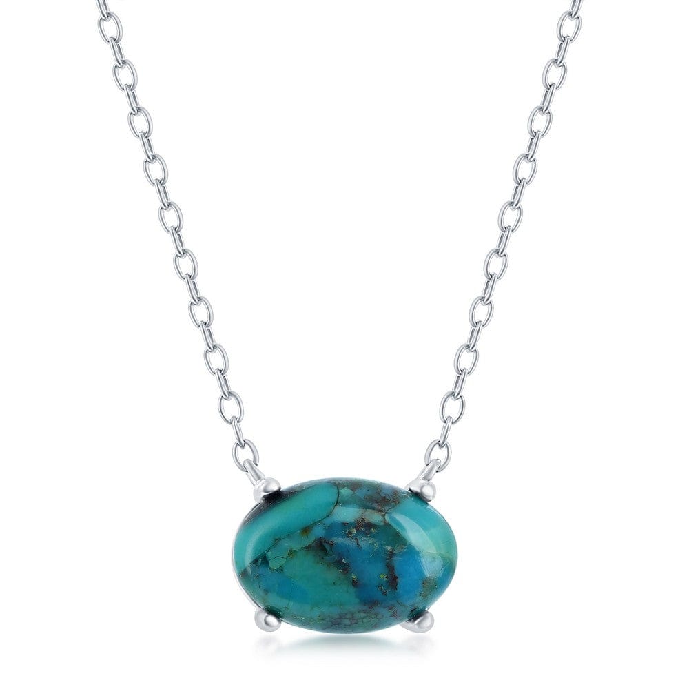 Necklaces Sterling Silver Oval Turquoise Necklace