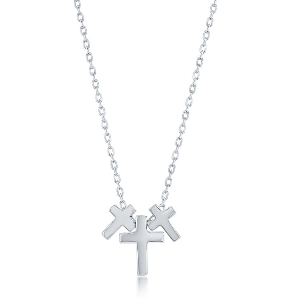 Necklaces Sterling Silver Triple Cross Necklace